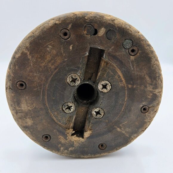 Vintage Wood Spool Primitive Wooden Green Thread Silk Wool Textile Industrial Bo - Picture 8 of 11